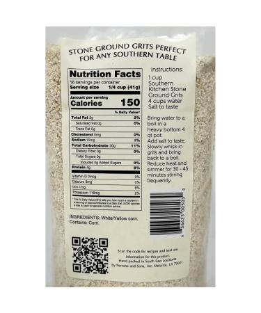 Southern Kitchen White Stone Ground Grits - 1.5 lbs | Old Fashioned Authentic Grits - Buy Online on GoSupps.com