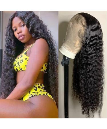 Lace Front Wigs Human Hair Pre Plucked Deep Wave HD Transparent Lace Front Wig 150% Density Virgin Human Hair Wigs for Black Women 13x4 Wet and Wavy Lace Frontal Wigs with Baby Hair 30 inch 30 Inch Deep wave lace front wig