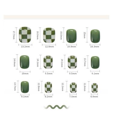 24 Pieces Removable Artificial Nails - Short Green Grilles with Flower Stickers | Stylish Square Nail Tips for Effortless Beauty - Buy Online on GoSupps.com