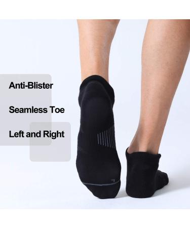 FITRELL Men's Ankle Running Socks 6-Pack - Low Cut Cushioned Athletic Sports Socks - Black+Gray - Size 9-12 - Buy Online on GoSupps.com