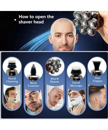 Buy 5 in 1 Electric Head Shaver for Bald Men - 7D Floating Cutter Beard Trimmer Waterproof USB Wireless Charging - Buy Online on GoSupps.com