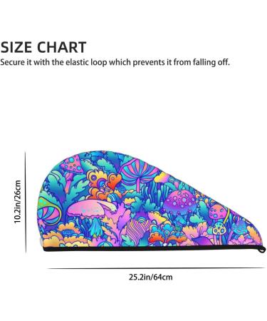 Colorful Mushrooms Microfiber Hair Towel - Super Absorbent Coral Velvet Wrap for Long Curly & Thick Hair - Quick Dry Hair Cap for Women - Buy Online on GoSupps.com