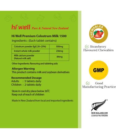 Hi Well Premium Grass-Fed Colostrum Milk 1500 - 120 Tablets - Buy Online on GoSupps.com