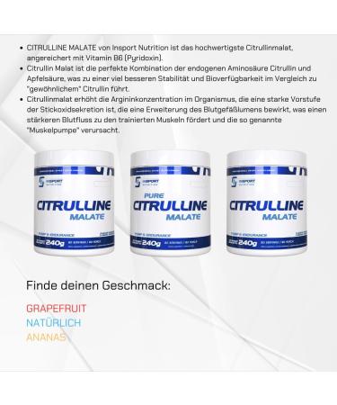 Insport Nutrition Citrulline Malate - Professional Pre-Workout Supplement for Strength & Endurance - 80 Portions Pineapple Flavor - 240g Powder - International Shipping Available - Buy Online on GoSupps.com