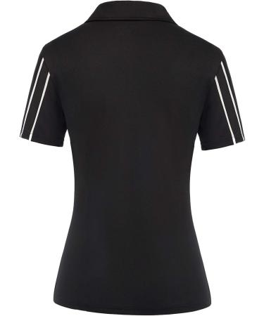 JACK SMITH Women's Golf Polo Shirt | Short Sleeve Dry Fit Tennis Shirt with Zipper | Activewear Polo | Black - Size Medium - Buy Online on GoSupps.com