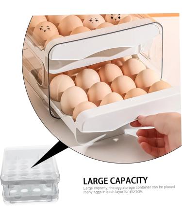 UKCOCO Plastic Drawers Egg Storage Box Egg Tray for Refrigerator Fridge Bins Refrigerator Egg Drawer Refrigerator Supplies White 21.5x22.5x14cm - Buy Online on GoSupps.com