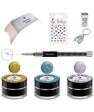 Victoria vynn nail art set: glitter gel nail art accessories decorative film nail ticker & manicure pad-perfect for creative nailart