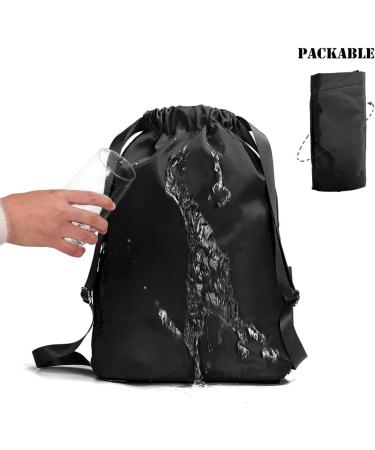 Waterproof Drawstring Gym Backpack Bag for Men & Women - Black Gym Sack Mini Travel Daypack - Buy Online on GoSupps.com