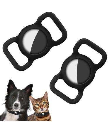 Ainiv silicone protection case 2 pieces of silicone protective cover for Airtag compatible with Apple Airtag Finder dog collar pet loop holder for airtdays tracking finder dogs and cat pet accessories 2 pieces black