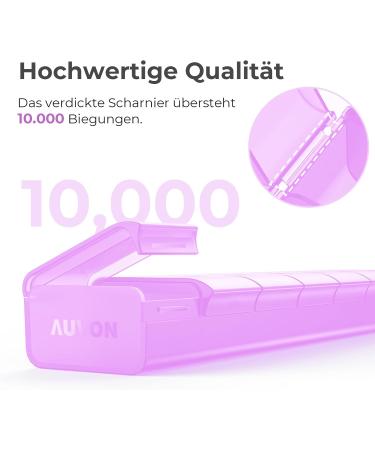 Auvon 7-Day Pill Organizer Box | BPA-Free Portable Medication Case | Improved Open Design for Vitamins & Fish Oil - E-Violet - Buy Online on GoSupps.com