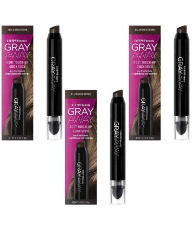 Everpro Gray Away Root Touchup Quick Stick Black/Dark Brown 0.10 Ounce (3ml) (3 Pack) Gray Brown 0.1 Ounce (Pack of 3)