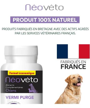NEOVETO - Vermipurge - Dewormer for Dogs in natural tablets - Active ingredients approved by the French Veterinary Services - Made in France - Easy to administer - 30 appetizing tablets - Buy Online on GoSupps.com