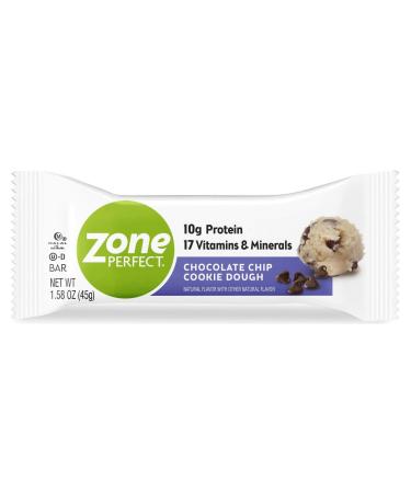 ZonePerfect Protein Bars, 17 Vitamins & Minerals, 10g Protein, Nutritious Snack Bar, Chocolate Chip Cookie Dough, 20 Count Choc Chip Cookie Dough