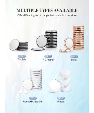 Getinbulk Compact Mirror Bulk - Double-Sided 1X/3X Magnifying PU Leather Makeup Mirror - White, 2.7 inches - Buy Online on GoSupps.com