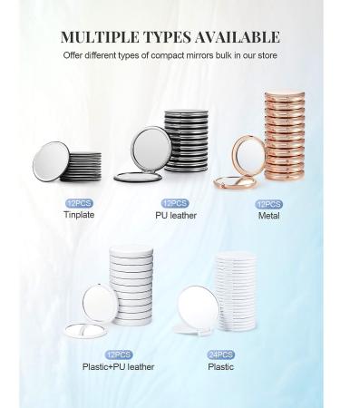 Getinbulk 12-Piece Compact Mirror Set | Double-Sided 1X/3X Magnification | PU Leather | White | 3.15 inches - Buy Online on GoSupps.com
