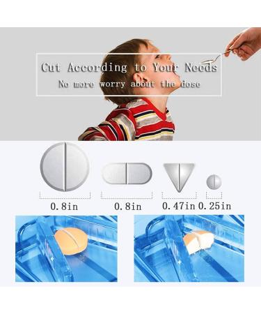 Pill Cutter Professional Stainless Steel Blade - Safety Pill Splitter for Small and Large Pills - Medication Divider in Blue - 2Count - Buy Online on GoSupps.com