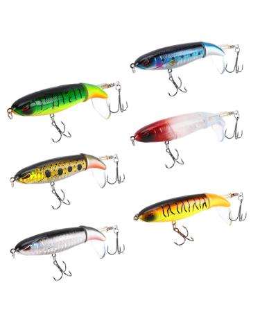 6PCS Fishing Lures for Bass, Bass Whopper Lures Kit, Plopping Bass Lure with Floating Rotating Tail for Bass Trout, Bass Topwater Lure for Freshwater Saltwater