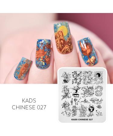 KADS Nail Stamping Plate Chinese Style Nail Art Stamp Template bamboo Lotus DIY Image Template Manicure Stamping Plate Stencil Tools (CN027) - Buy Online on GoSupps.com