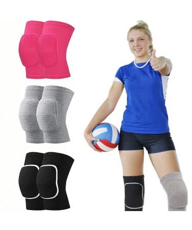 VOPHIA 3 Pairs Dance Knee Pad Volleyball Knee Pads for Women Girls Man Dancers Yoga Pole Floor Dance Non-slip Elastic Padded Knee Brace Support with Sponge Knee Protector Guards(Medium)