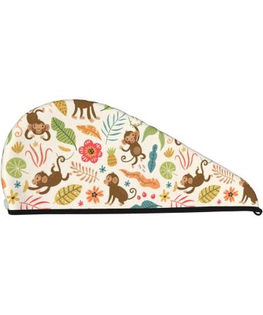 Monkeys in The Jungle Microfiber Hair Towel | Super Absorbent Coral Velvet Wrap for Long & Curly Hair - Quick Dry Solution - Buy Online on GoSupps.com