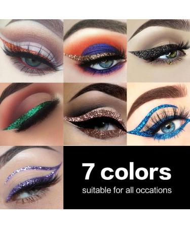 UCANBE 7 Colors Shimmer Liquid Eyeliner Makeup Set Metallic Satin Finish Colorful Sparkling Eye Liner Pen Long Lasting High Pigmented with Waterproof & Smudge Proof Formula Multicolor_7pc - Buy Online on GoSupps.com