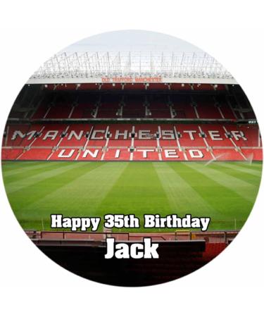 Old Trafford Pitch and Name Man Utd Personalised 7.5 inch Round PRECUT Edible Icing Personalized Cake Topper Decoration Birthday - Buy Online on GoSupps.com