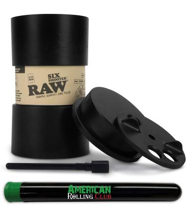 RAW Six Shooter | 1-1/4 Size | Loader/Filler for PreRolled Cones Includes Six American Rolling Club Tubes
