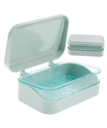 HEASOME Box Soap Holder Shower Soap Case Soap Bar Plastic Storage Containers for Clothes Leak Plastic Serving Trays Lidded Tin Big Shampoo Bar Soap Dish Abs Travel Toiletries Articulated Sky-blue 13.5X9CM