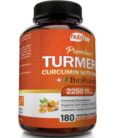 Turmeric Curcumin with Ginger, BioPerine & Black Pepper Supplement - 100% Natural Anti-Inflammatory Antioxidant - 180 Capsules, Non-GMO Vegan Formula with Maximum Potency - Buy Online on GoSupps.com
