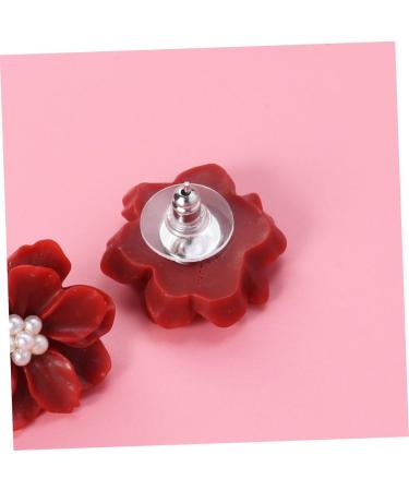 CALLARON 1pair Earrings Symmetrical Ear Rings Resin Ear Rings The Flowers White Miss mediumx3pcs Redx3pcs - Buy Online on GoSupps.com