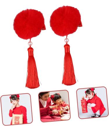minkissy 9 Pairs Tassel Hair Ball Hair Clip Girl Hair Accessories Hair Barrettes for Thick Hair Chinese New Year Hair Barrettes Red Long Tassels Flower Head Artificial Fur Girl Child - Buy Online on GoSupps.com