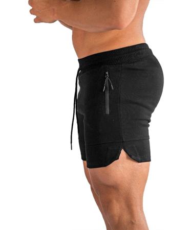 PIDOGYM Men's 5 Gym Workout Shorts - Black+Army Green Large | Zipper Pockets, Fitted Jogging Short Pants for Bodybuilding, Running & Training - Buy Online on GoSupps.com