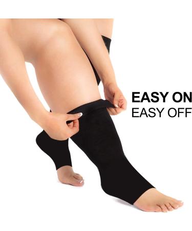 Zeta Open Toe Wide Calf Plus Size Compression Socks 20-30 mmHg - XX-Large Black - Buy Online on GoSupps.com
