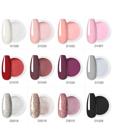 ROSALIND 12pcs Dip Powder Nail Art Kit - Nail Acrylic Dipping Powder Set for DIY Nail Decoration - No UV/LED Lamp Needed - Pink - Buy Online on GoSupps.com