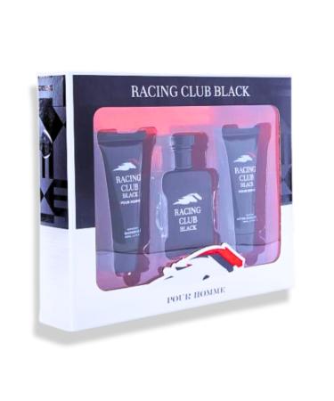 Racing Club Black Pour Homme 3-Piece Set Eau de Toilette Shower Gel After Shave Cream. 5.1 FL. OZ. Woody Aromatic fragrance for men. - Buy Online on GoSupps.com