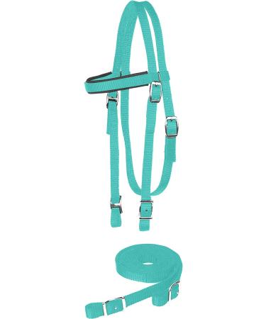 Majestic Ally Turquoise Nylon Padded Browband Headstall with Reins - Full Size - Buy Online on GoSupps.com