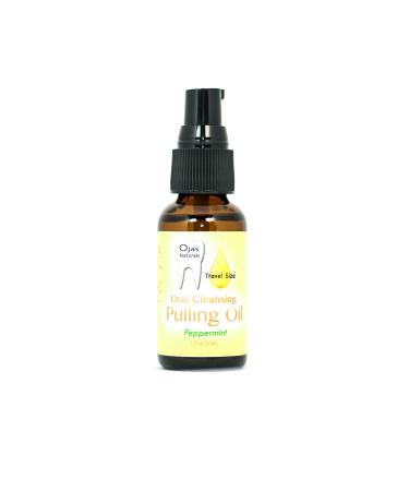 1 oz Travel Size Peppermint Oral Pulling Oi - Made with Sesame Oil Black Seed Oil & Calendula - Lightly Sweetened w/Stevia - Sugar Free - Coconut Oil Free