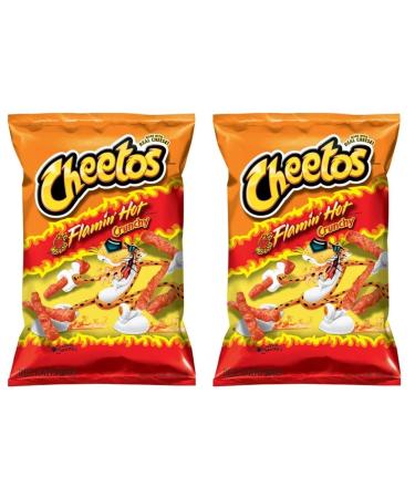 American Cheetos Flamin Hot Crunchy 8oz - 226g - (Pack of 2) - Original American - Party Snack - Extreme Hot Challenge - BIG PACK - BY BLISSIFY