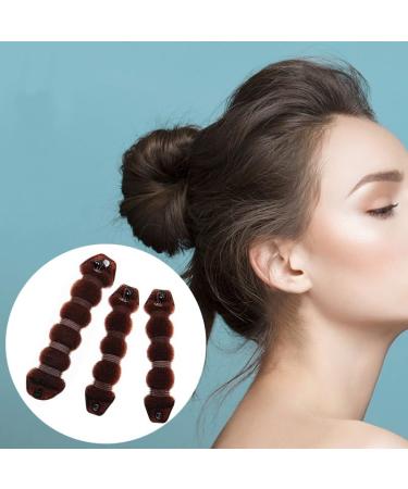 3PCS Magic Hair Styler Donut Bun Maker Set - Hair Styling Twist Ring & Braiding Tool - Curler Accessory in Brown - Buy Online on GoSupps.com