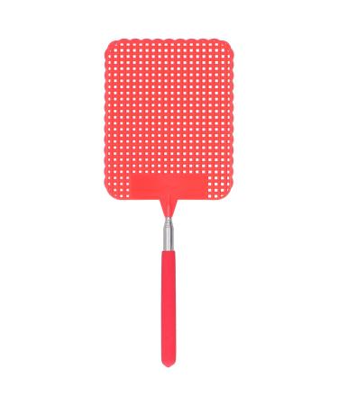 Indoor Fly Swatter Adjustable Length Retractable Stainless Steel Handle Design Retractable Fly Swatter for Remove Spiders for Camping for Workshop(Red)