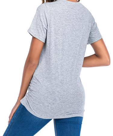 Maternity Short Sleeve Pregnancy Tee - Cute Funny Baby Twin Grey S T-Shirt for Pregnant Women - Buy Online on GoSupps.com