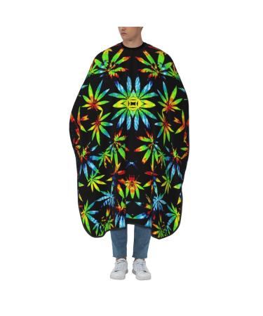 55x66 Inch Adult Barber Cape Tie-Dye-Pot-Leaf-Weeds Adult Haircut Cape With Snap Closure