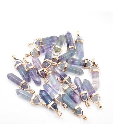RVBLRDSE natural stone pendant 20pcs/lot Natural Stone Mixed Hexagonal Pendants for Jewelry Making Pendant Pendant Blue turquoise