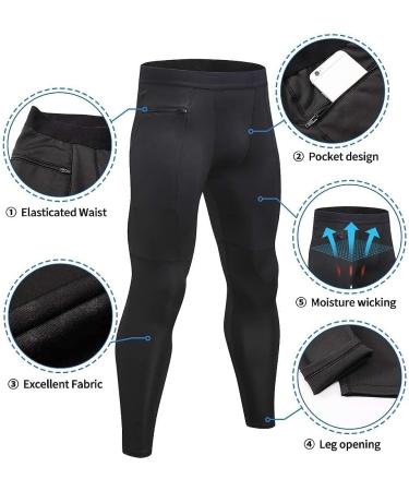 WRAGCFM Men's Compression Workout Leggings with Pockets - Black, Large - Buy Online on GoSupps.com