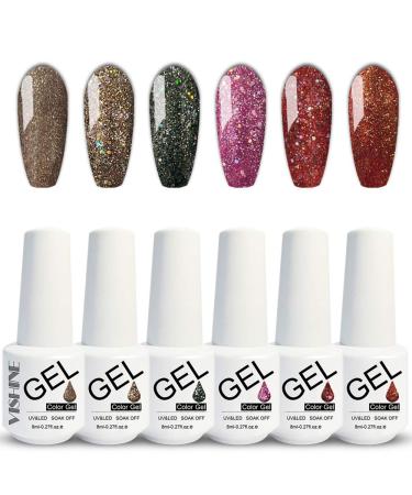 Vishine Gel Nail Polish Set 6 Colours Nail Art Gift Box Soak Off UV LED Gel Polish Kit 8ml