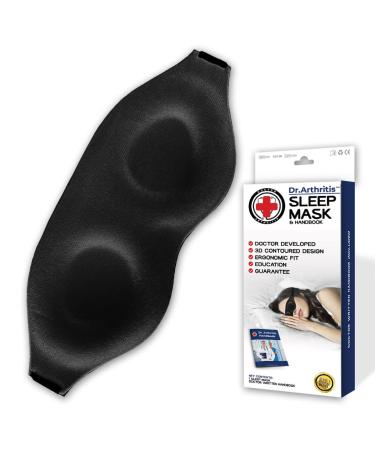 Doctor Developed Sleep Eye Mask Sleeping Masks for Women & Men Contoured Blackout Adjustable Sleep Mask Eye Cover & Doctor Written Handbook (Black)