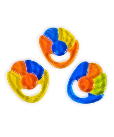 Teething ring rainbow yellow cooling teething ring as teething aid massaged from 3 months