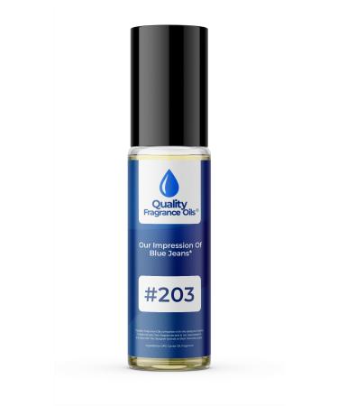 Quality Fragrance Oils' Impression #203 Inspired by Blue Jeans for Men (10ml Roll On) Blue Jeans for Men Impression #203 0.34 Fl Oz (Pack of 1)