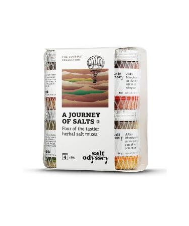 Salt Odyssey Coffret Sels aux Herbes & pices 4 x 80 g | Paprika fum | Carvi piment & poivre Sichuan | Curcuma moutarde & curry | Origan romarin & estragon Sels aux Herbes/Epices