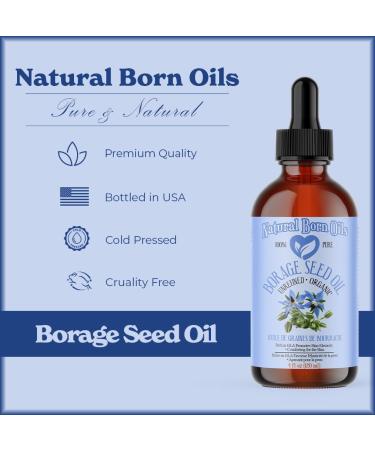 Natural Born Oils Borage Seed Oil 16oz Organic Cold-Pressed Carrier Oil High GLA Vitamins & Minerals Deep Skin Nourishment Hair Vitality - Buy Online on GoSupps.com